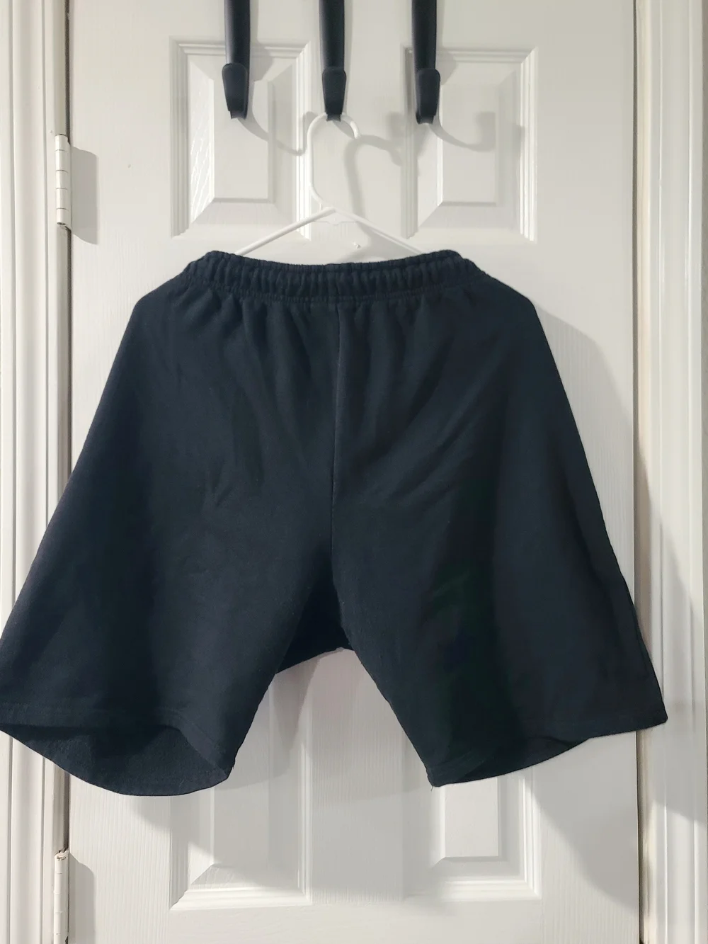 Black Athletic Drawstring Shorts with Teddy Patch and Red Accent